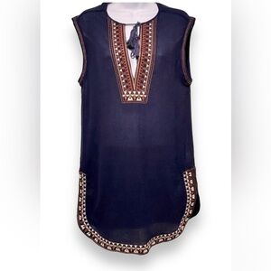 NEW J. Crew Blouse Tank Aztec XS Cotton Blouse Top Navy Southwest Vibe